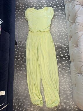 FP Movement by Free People Pale Yellow Lounge Track Pants and Matching Top Set